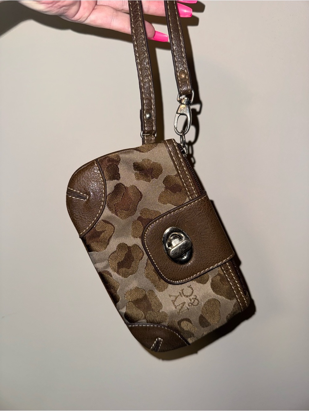 New York & Co Y2K Women's Brown Leopard Print Crossbody Wristlet
